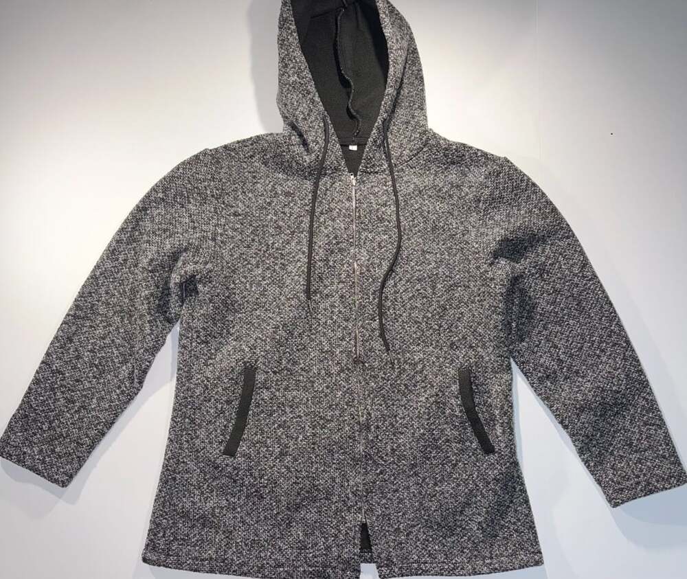 SHEIN Women's Gray Marled Full-Zip Hooded Jacket Size L